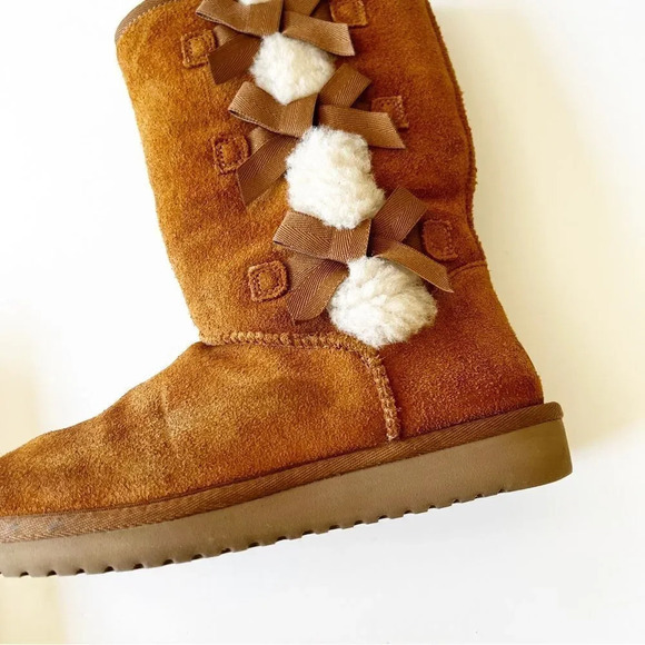 Koolaburra by UGG 9” Shearling Boots Size 5 Tan Suede Bow Details Warm Cozy Boot - Picture 6 of 11